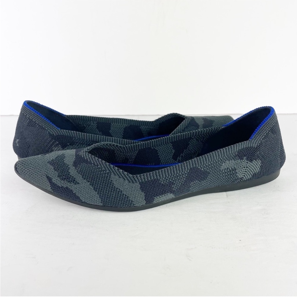 Rothy's The Point Dark Gray Camo Flats Shoes + Extra Set of Cheetah Liners